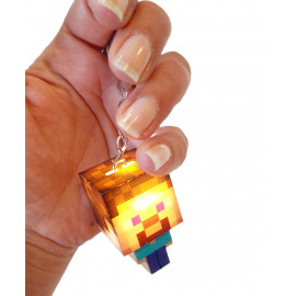 Dětská svítící klíčenka Minecraft Steve s kroužkem