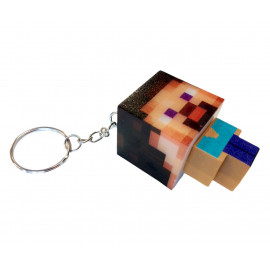 Dětská svítící klíčenka Minecraft Steve s kroužkem