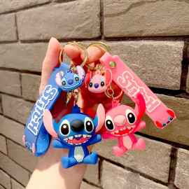 Dětská klíčenka Lilo a Stitch Angel růžová s poutkem a karabinou