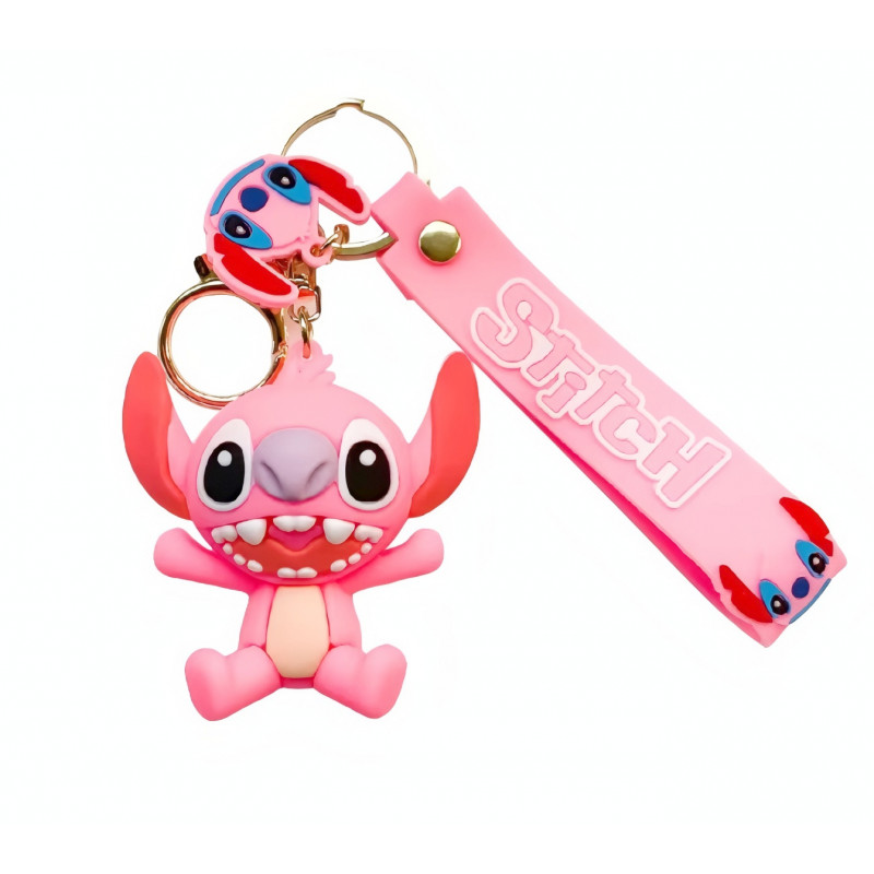 Dětská klíčenka Lilo a Stitch Angel růžová s poutkem a karabinou