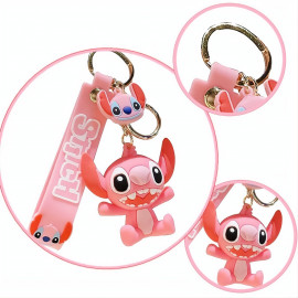 Dětská klíčenka Lilo a Stitch Angel růžová s poutkem a karabinou