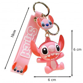 Dětská klíčenka Lilo a Stitch Angel růžová s poutkem a karabinou
