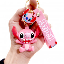 Dětská klíčenka Lilo a Stitch Angel růžová s poutkem a karabinou