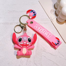 Dětská klíčenka Lilo a Stitch Angel růžová s poutkem a karabinou