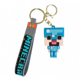 Dětská klíčenka Minecraft Diamantový Steve s poutkem a karabinou
