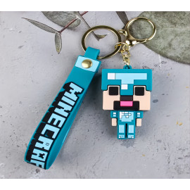 Dětská klíčenka Minecraft Diamantový Steve s poutkem a karabinou
