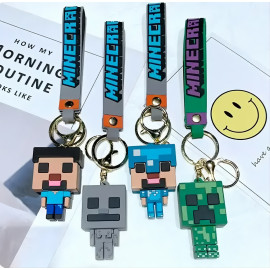 Dětská klíčenka Minecraft Diamantový Steve s poutkem a karabinou