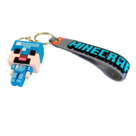 Dětská klíčenka Minecraft Diamantový Steve s poutkem a karabinou