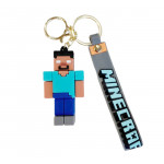 Dětská klíčenka Minecraft Steve Pixel s poutkem a karabinou