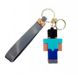 Dětská klíčenka Minecraft Steve Pixel s poutkem a karabinou