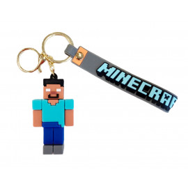 Dětská klíčenka Minecraft Steve Pixel s poutkem a karabinou