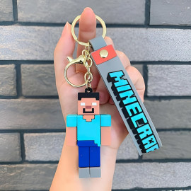 Dětská klíčenka Minecraft Steve Pixel s poutkem a karabinou