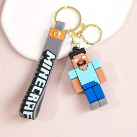 Dětská klíčenka Minecraft Steve Pixel s poutkem a karabinou