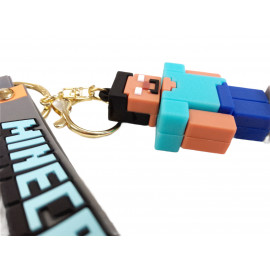 Dětská klíčenka Minecraft Steve Pixel s poutkem a karabinou