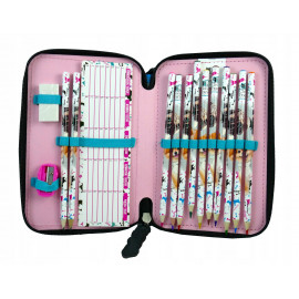 Školní penál dvoupatrový s náplní Cleo a Frank Pejsci