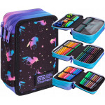 Školní penál třípatrový s náplní Jednorožec