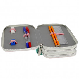 Školní penál třípatrový s náplní pejsek Samojed