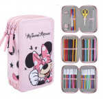 Školní penál třípatrový s náplní Minnie Mouse