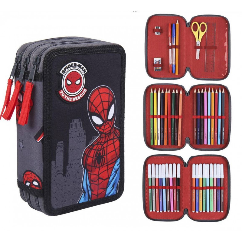 Školní penál třípatrový s náplní Spiderman