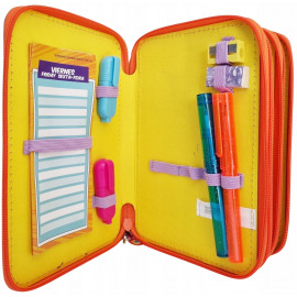 Školní penál třípatrový s náplní Super Zings
