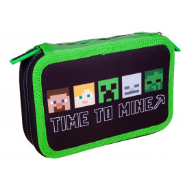 Školní penál třípatrový Minecraft Time to mine