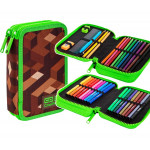 Školní penál dvoupatrový s náplní Pixel