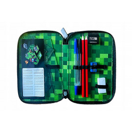 Školní penál třípatrový s náplní Minecraft Pixel
