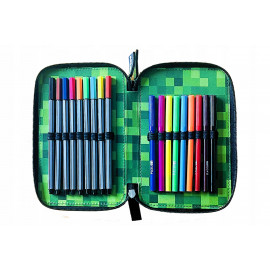 Školní penál třípatrový s náplní Minecraft Pixel