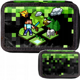 Školní penál třípatrový s náplní Minecraft Pixel