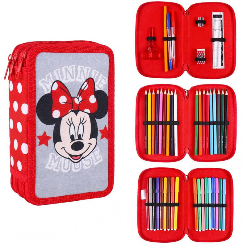 Školní penál třípatrový s náplní Myška Minnie 