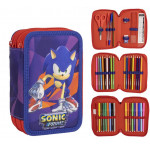 Školní penál třípatrový s náplní Sonic Prime