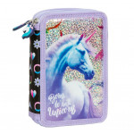 Školní penál dvoupatrový s náplní Jednorožec