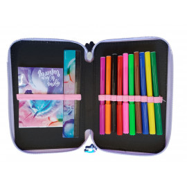 Školní penál dvoupatrový s náplní Jednorožec