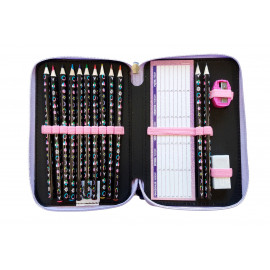 Školní penál dvoupatrový s náplní Jednorožec