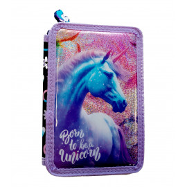 Školní penál dvoupatrový s náplní Jednorožec
