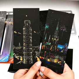 Vyškrabávací obrázky Scratch art Světové stavby 12 listů