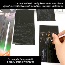 Vyškrabávací obrázky Scratch art Světové stavby 12 listů