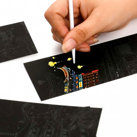 Vyškrabávací obrázky Scratch art Světové stavby 12 listů