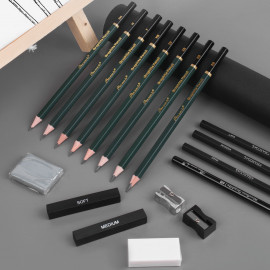 Sada profesionálních tužek, grafitů a uhlů 18ks