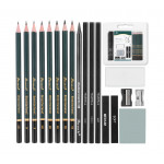 Sada uměleckých tužek, grafitů a uhlů 18ks