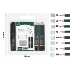 Sada uměleckých tužek, grafitů a uhlů 18ks