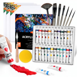 Velká malířská sada Akrylové barvy s plátny a doplňky 36ks
