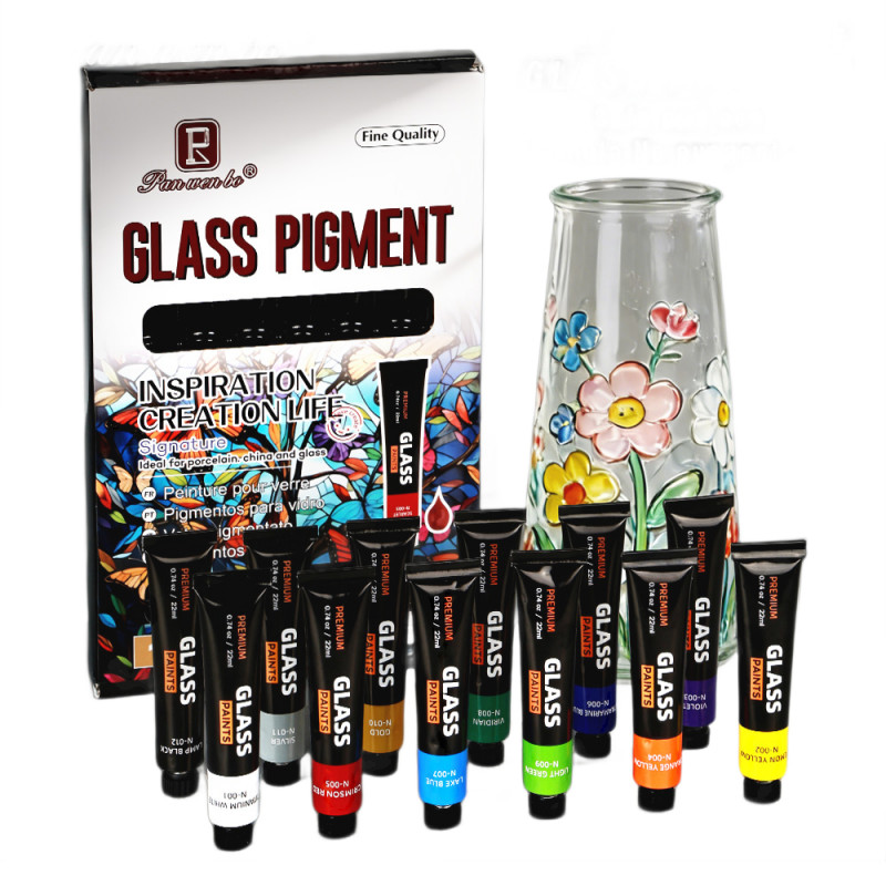 Velká sada barev na sklo Pigment 12ks