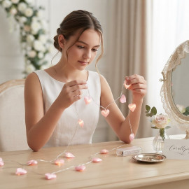Svatební dekorace Světelný řetěz Rose heart 150cm