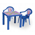 Dětský plastový stoleček s židlemi modrý