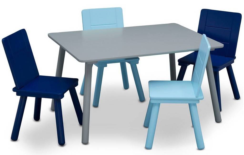 Dětský stůl se čtyřmi židlemi Šedo-modrý