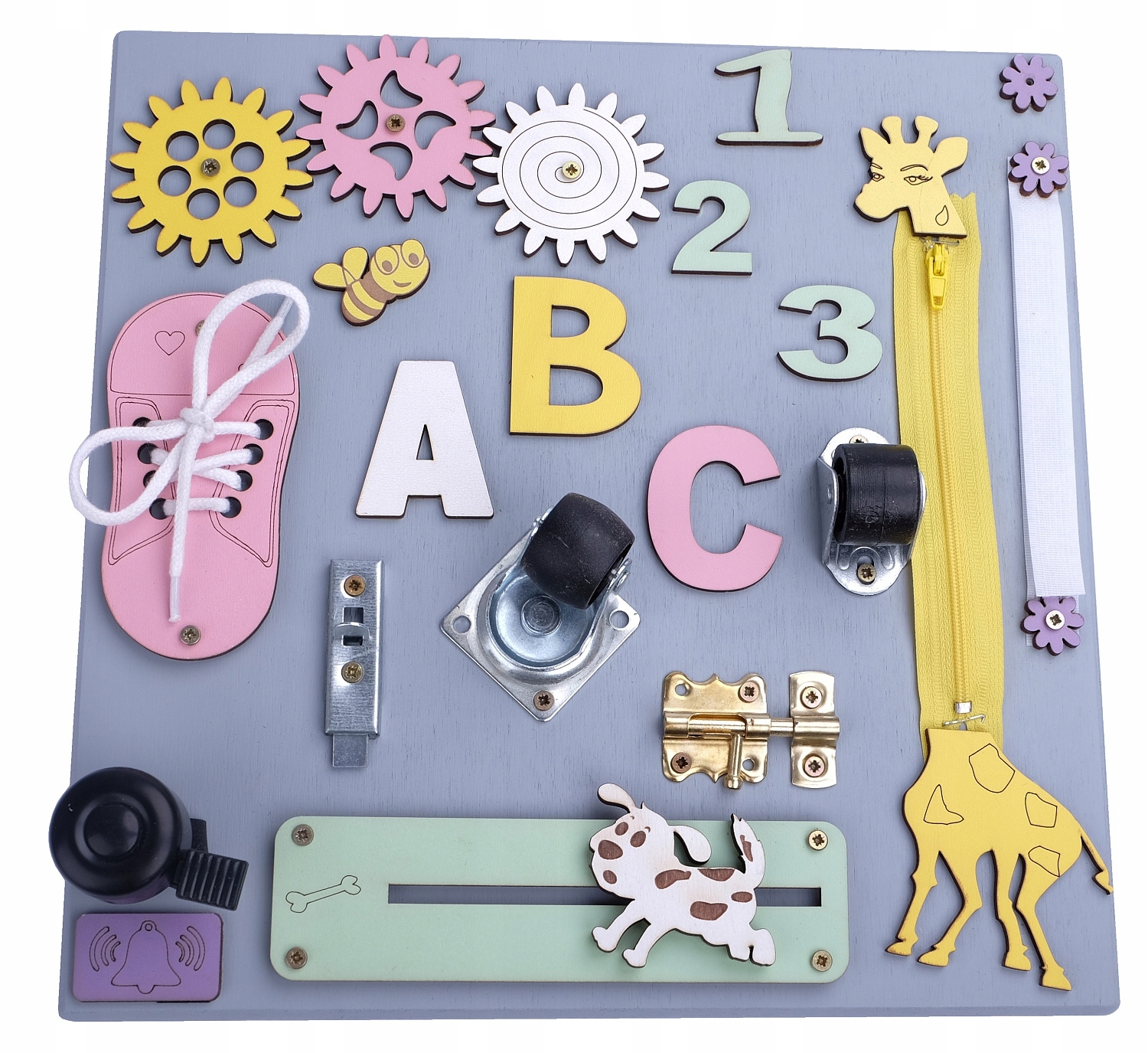 Montessori dřevěná tabulka Žirafka - modrá
