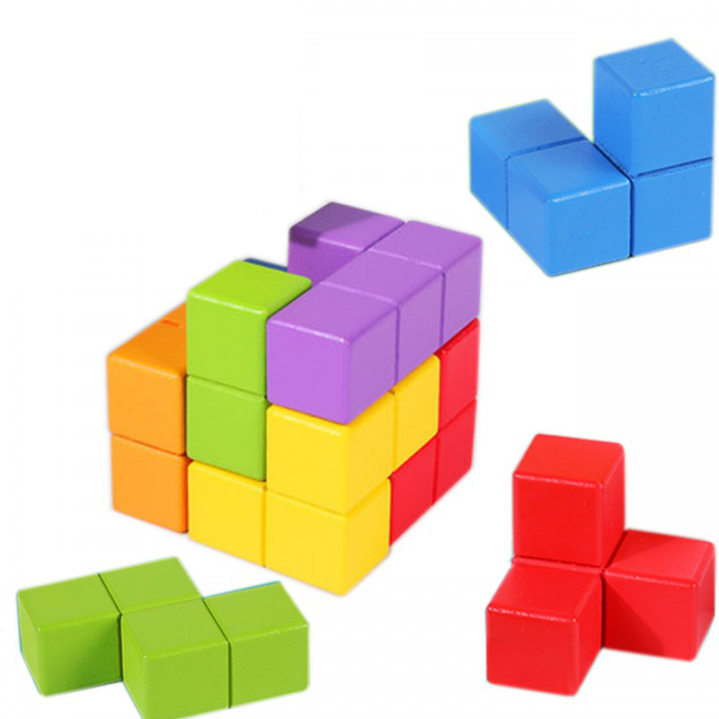 Dřevěné kostky tetris