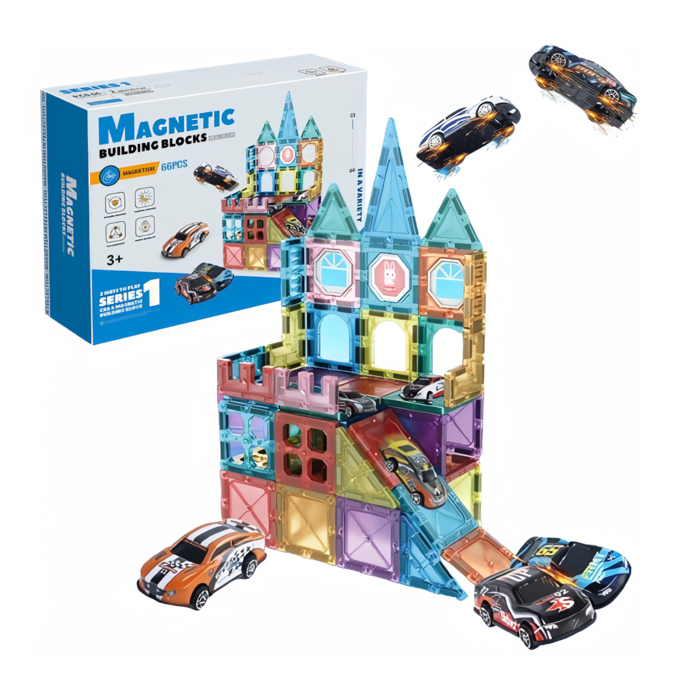 Magnetická 3D stavebnice Cars 66ks s autíčkama