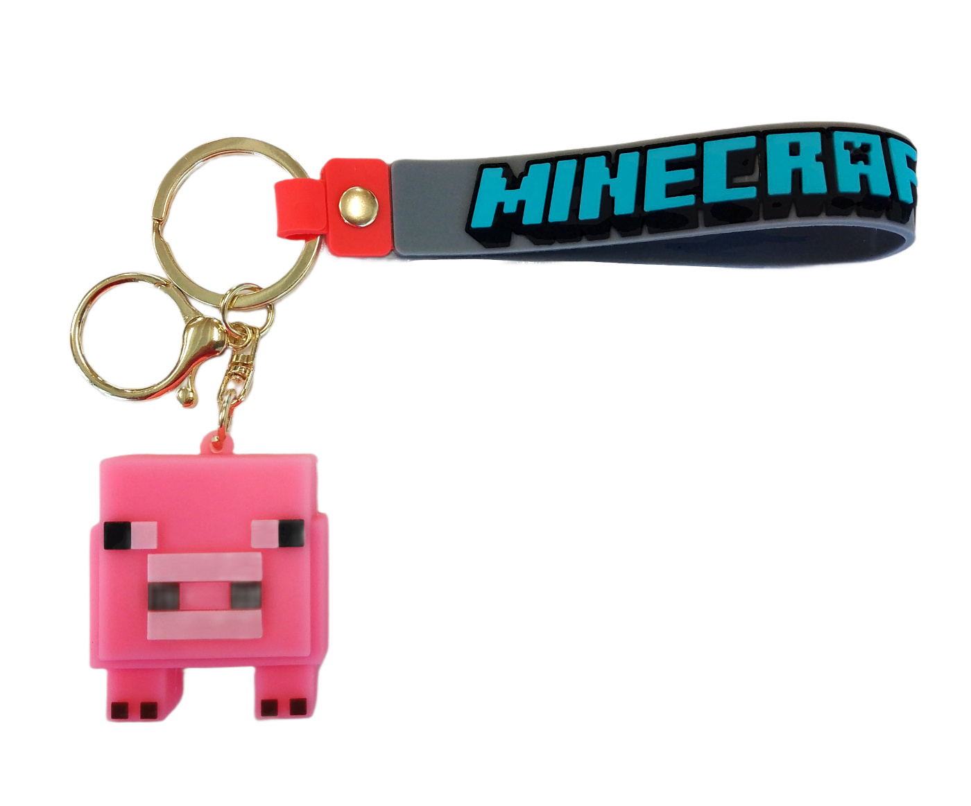 Dětská klíčenka Minecraft Prase s poutkem a karabinou